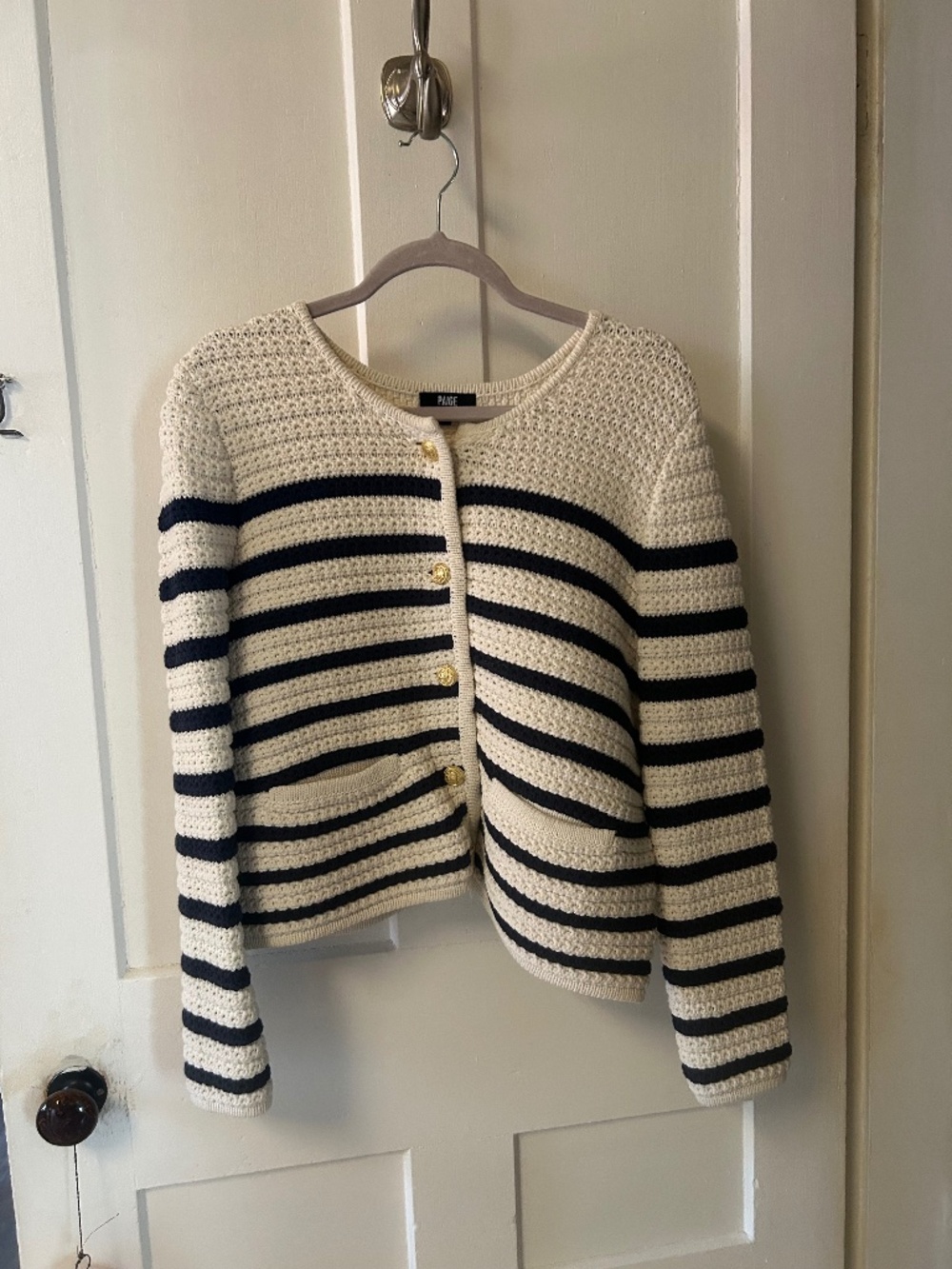 Paige Oberon Stripe Cotton Blend Cardigan
